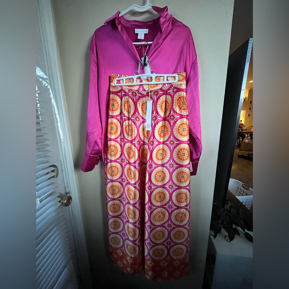 NWT House of Harlow 1960 Silk Pajama Set
